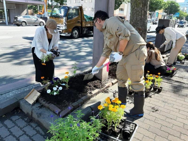 青森市測量設計業協会主催植栽活動2